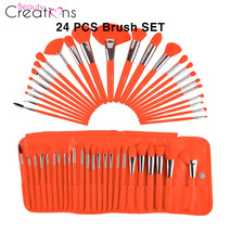 Beauty Creations The Neon Orange 24 PCS Makeup Brush SET - £19.69 GBP