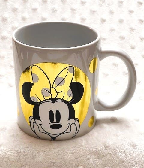 Disney Minnie Mouse Dots & Outlines of Gold Large 20oz Ceramic Mug-NEW - £13.42 GBP