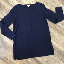 J. Jill Textured Dark Blue Scoop Neck Tunic LS Sweater Top Size M Cotton... - £16.94 GBP