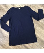 J. Jill Textured Dark Blue Scoop Neck Tunic LS Sweater Top Size M Cotton... - £16.92 GBP