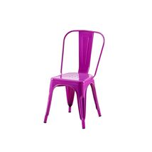 Set of 2 Purple High Gloss Industrial Metal Dining Chairs 18" Stackable - $110.99
