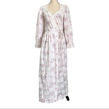 Vintage 80s Pinehurst Victorian Style Floral Cotton lingerie Robe Size S - £46.28 GBP