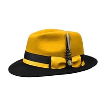 Men Bruno Capelo Dress Hat Australian Wool Fedora Caesar Gold Black Ca349 - £36.27 GBP