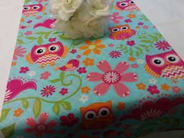 OWLS TABLE RUNNER-  Choose size  Runner Blue Hot pink and orange with owl in che - £9.74 GBP