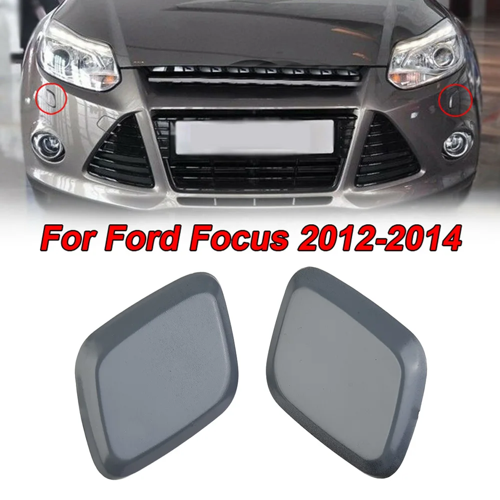 2pcs Car Auto Gray Headlight Washer Jet Cover Cap Parts For Ford Focus 2012-20 - $17.78