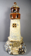 Candle Holder Lighthouse for Tea Light Drip Glazed Sturdy Ceramic 7.5&quot; x 3.75&quot;. - £8.66 GBP