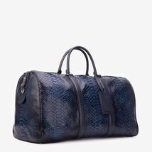The Velar Navy Hand-Painted Python Leather Weekender Bag image 2