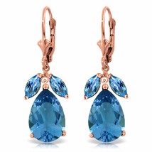 Galaxy Gold GG 14k Rose Gold Leverback Earrings with Blue Topaz - £346.26 GBP+