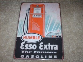 New &quot;HUMBLE Esso Extra The Famous GASOLINE&quot; Tin Metal Sign - £19.74 GBP