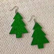 Christmas Tree Green Glitter Earrings - $11.88