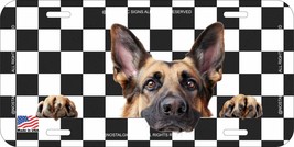 GERMAN SHEPHERD CHECKERED LOVE MEMORY PERSONALIZE NOVELTY METAL LICENSE ... - £10.04 GBP+