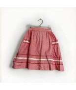 Handmade Womens Cottage Core Waist Apron Red White Pockets Tie Back SIZE... - $13.96