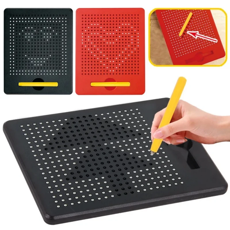 Magnetic Tablet Magnet Pad Drawing Board Steel Bead Stylus Pen Bead Learning - £12.66 GBP+
