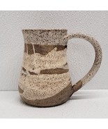Handmade Glazed Stoneware Coffee Mug Cup Brown White Signed - $40.56 CAD