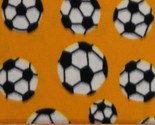 Fleece Soccer Balls Allover on Yellow Sports Fleece Fabric by the Yard A... - $6.97