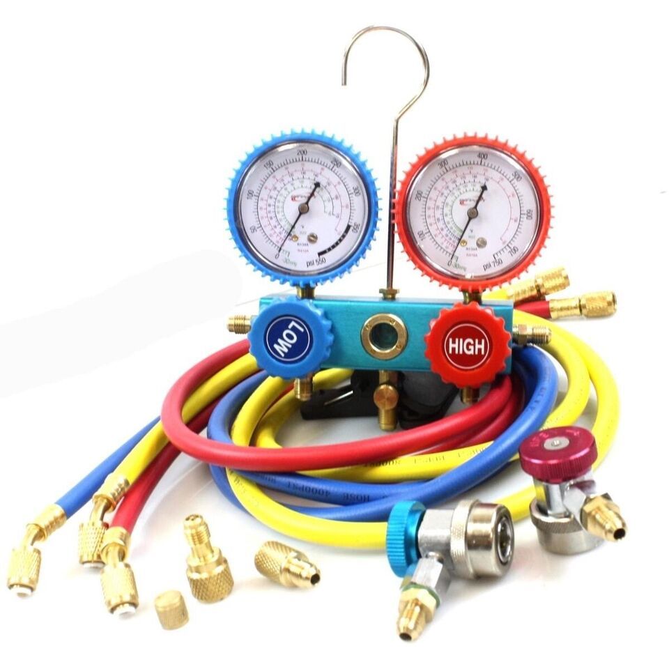 R410A R134A HVAC AC MANIFOLD GAUGES W/3 CHARGE HOSES Quick Adapter ACME ... - $60.76
