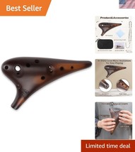 Forest Whisper 12-Hole Ocarina – Elegant Brown Strawfire Ceramic Masterp... - $40.50