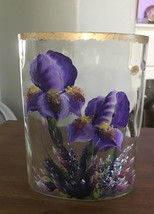 Vintage Glass Vase Hand painted By B. Parks Of Reno Nevada Purple Irises... - £16.92 GBP