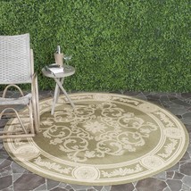 SAFAVIEH Courtyard Collection 6&#39;7&quot; Round Olive / Natural CY2914 Indoor/ ... - £111.02 GBP