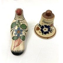 VTG Set Tonala Bird Figurine Mexican Folk Art Floral Pottery Bell Hand Painted  - $35.99