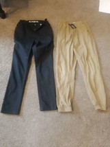 LOT of 2 Boys Pants Adjustable Cat Jack &amp; Penguin Black Tan Jeans sz- 10 - £21.99 GBP