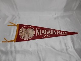 Old Vtg NIAGARA FALLS NEW YORK FELT PENNANT FLAG TRAVEL SOUVENIR HISTORI... - $29.69