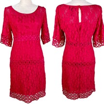 Laundry by Shelli Segal Dress 8 Red Lace Lined Floral - £36.08 GBP