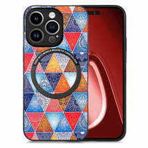 iPhone 15 Pro Leather Back Phone Case with Rhombus Mandala Design - $21.85