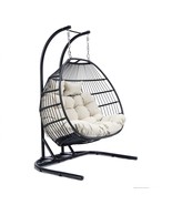 LeisureMod Wicker 2 Person Double Folding Hanging Egg Swing Chair (Blue) - $1,067.20+