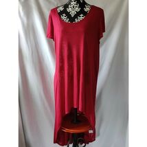 Try This Long Hi-Low Maxi Dress Scoop Neck 100% Rayon Slub Red Size 3X - $289.65 MXN