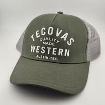 Tecovas Quality Made Western Embroidered Trucker Hat Mesh Snapback Green Cap Tex - £18.74 GBP