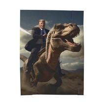 President Donald Trump Riding T-REX Dinosaur Velveteen Plush Blanket - £27.48 GBP+