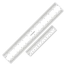 2 Pcs 6&quot;/12&quot; Clear Acrylic Ruler Zero-Centering Ruler With Inches &amp; Metric Measu - £12.64 GBP