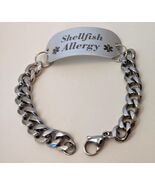 Medical Shellfish Allergy Aluminum Bracelet with 7-1/2" Stainless Steel ... - $22.95