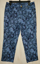New Womens Isaac Mizrahi Live Five Pocket Floral Denim Capri J EAN S Size 8 - £25.59 GBP