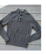 American Eagle Outfitters Ribbed Henley Sweater Mock Neck Cotton Large Mens - $19.80