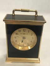 HOWARD MILLER vintage desk clock battery Works black front brass 3 by 4 inch - £80.71 GBP