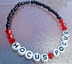 Hocus Pocus Handmade Bracelet in Red Crystals, and Black Beads - £3.91 GBP