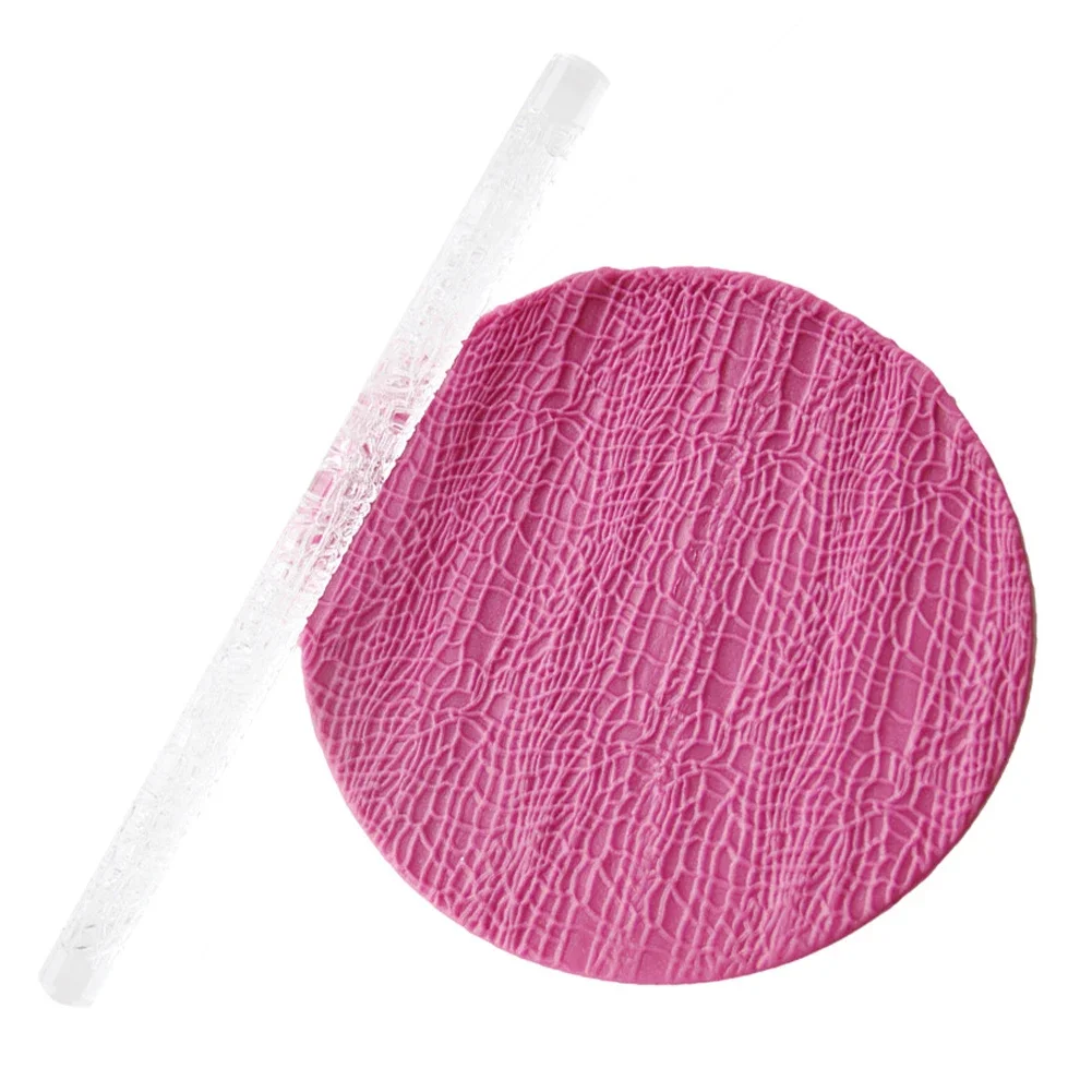 Acrylic Texture Rolling Pin DIY Clay Craft Tools Flower Pattern Mud Embo... - $3.76
