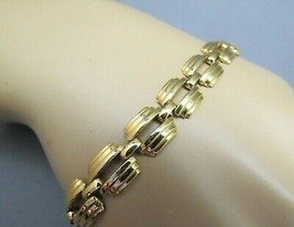 Vintage Trifari Bracelet Gold Plated Square Links Marked Designer Brilliant 7.5&quot; - £8.03 GBP