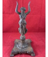 VTG Antique Art Deco Nouveau Single Candle Stick Cast Iron Woman Lady 11... - $1,900.49 MXN
