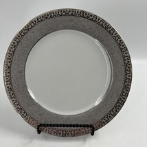 Royal Gallery Platinum Buffet Salad Plate 8 1/2&quot; Macy&#39;s Gray Encrusted Euc - £10.11 GBP