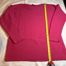 Talbots Sweater Large Wool Blend Bright Pink Ribbed Knit Boat Neck - £17.14 GBP