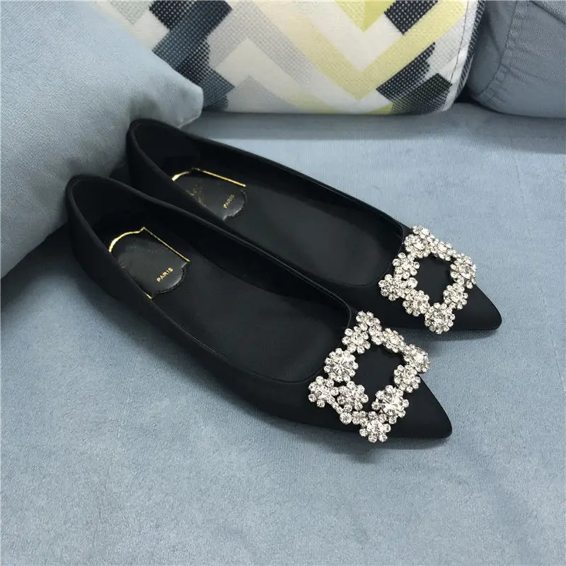 Women Flats Shoes Ballerina Loafers Wedding Crystal Lady Slip On Moccasins Point - £130.83 GBP