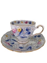 HTF Tuscan Enameled Bone China Demitasse Cup &amp; Saucer, Blue Bird. TINY - $25.60