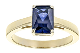 Blue Sapphire 18K Yellow Gold Sterling Silver Ring September Birthstone - £119.87 GBP