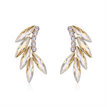 Champagne Crystal &amp; Cubic Zirconia 18K Gold-Plated Leaf Ear Climbers - £11.14 GBP