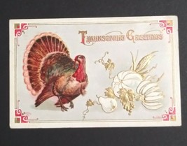 Thanksgiving Greetings Turkey White Pumpkin c1910 Embossed P Sander 781 Postcard - £3.90 GBP