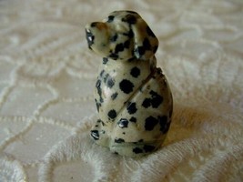 (Y-DOG-LA-500) DALMATIAN Dog dogs carving FIGURINE SPOT stone gemstone S... - $8.59