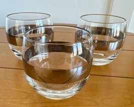 3 Vintage Roly Poly Cocktail Glasses - Clear with Silver Band with Designs - 9oz - £13.44 GBP